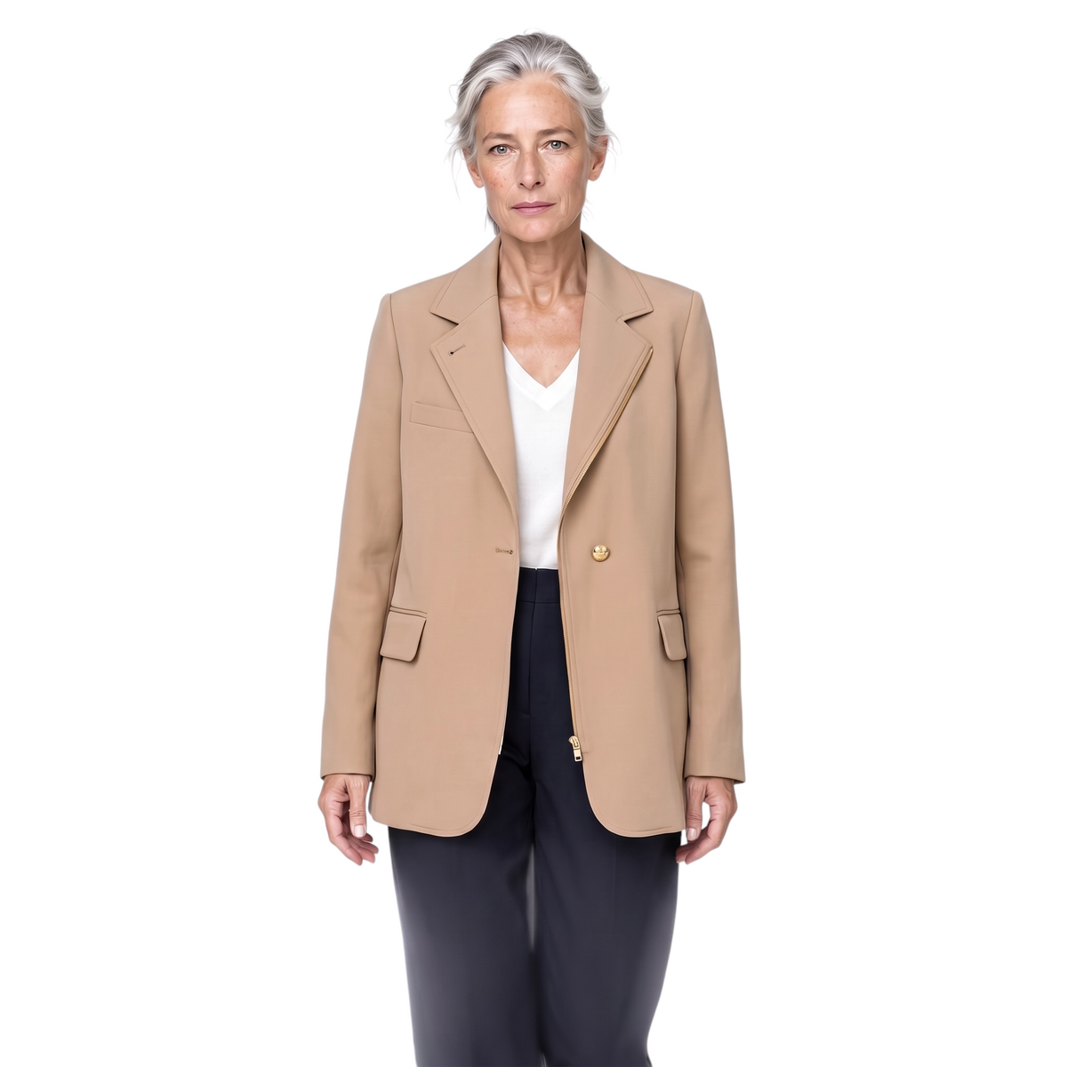 The Arno Jacket in beige, women's travel blazer by Witoldi