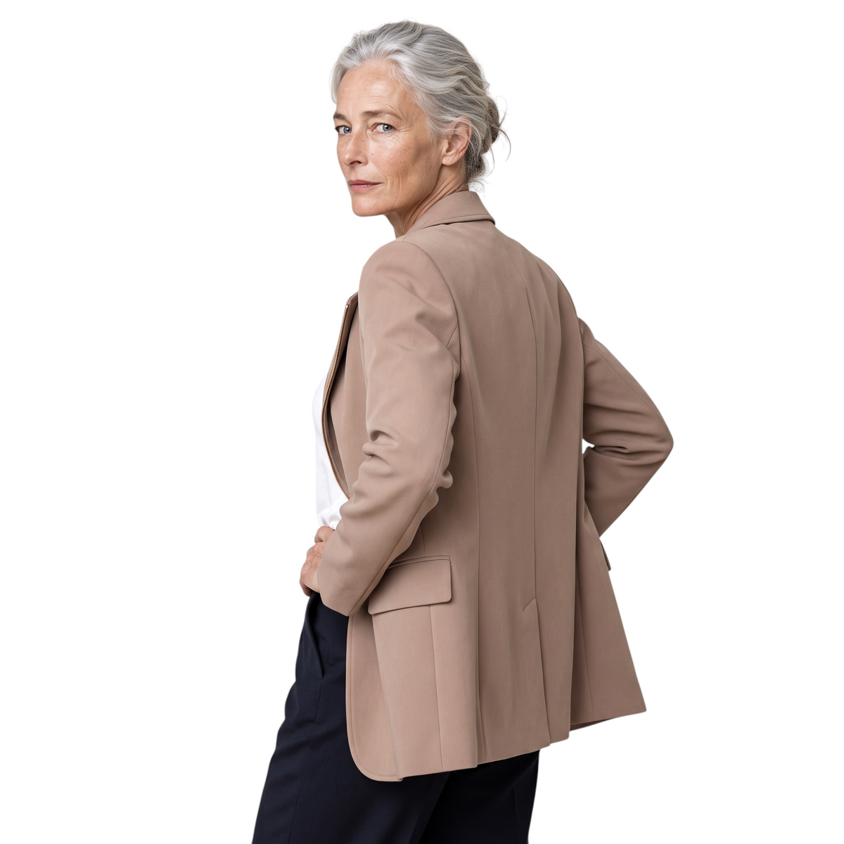 The Arno Jacket in beige, women's travel blazer by Witoldi