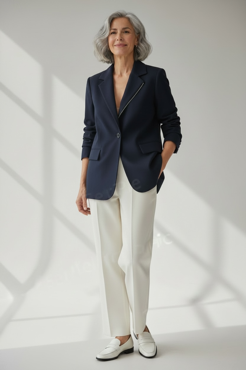 Detail of the Arno Jacket in navy