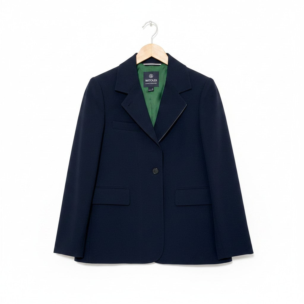 The Arno Jacket in navy, a women's travel blazer by Witoldi
